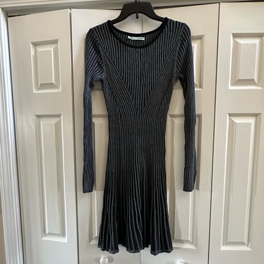 Maurices Striped Black and Gray Long Sleeve Dress